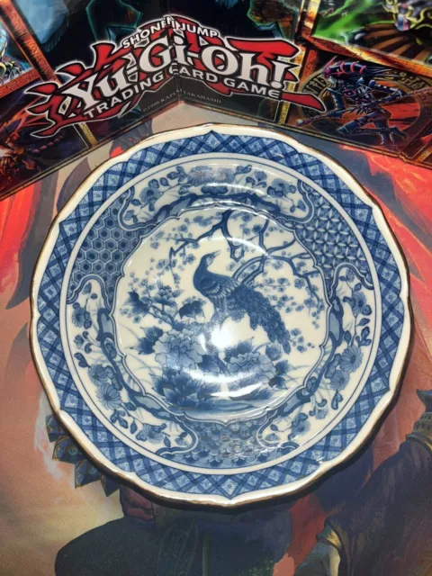 Vintage Blue and White Peacock Andrea by Sadek Dish Plate Bowl Japan 7.5"