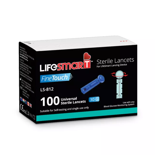 Lifesmart FineTouch Universal Sterile Lancets (Box of 100) 30g