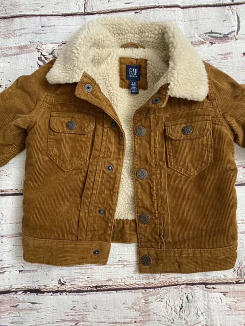 Gap Baby Boy Brown Corduroy Fleece Lined Jacket Age 18-24 Months