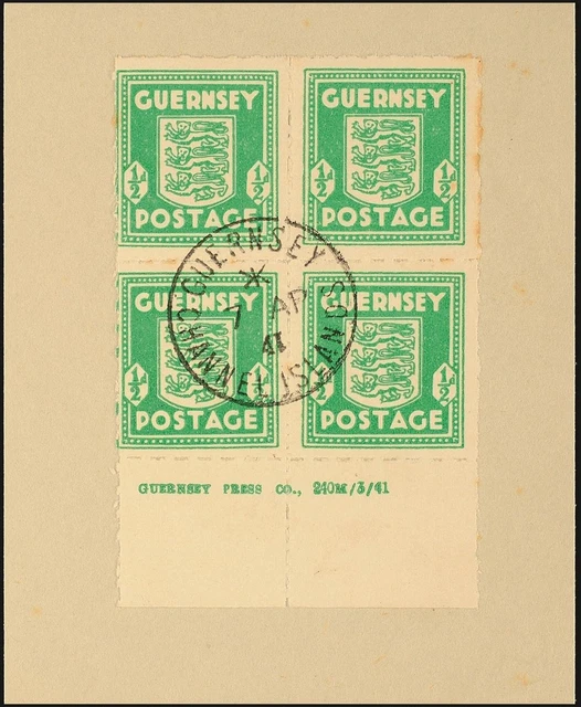 16473) Guernsey 1 Briefstück smaragdgrün GUERNSEY CHANNEL ISLANDS 7.4.41