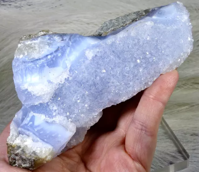 383g Large Sparkling Deep Blue Lace Agate Geode, Nsanje Malawi AAA Grade ✨