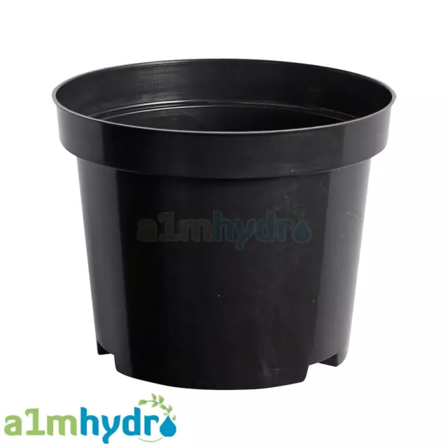 Strong Black Plastic Round Plant Flower Pot Planter Growing Hydroponics X5