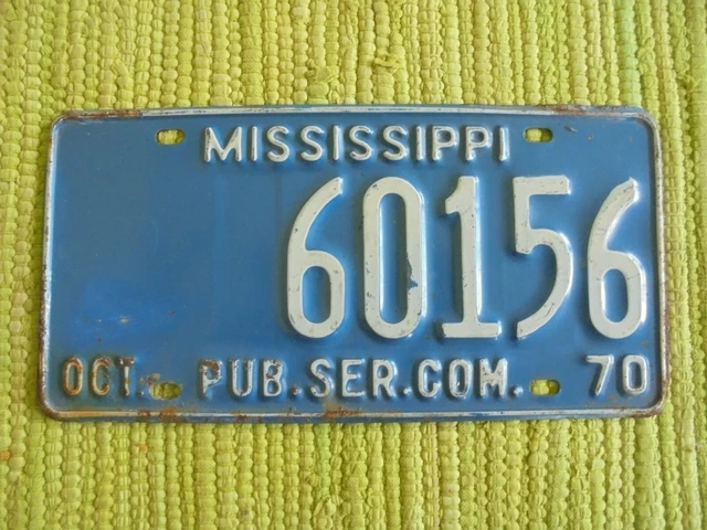 1970 MISSISSIPPI LICENSE Plate Pub Ser Com 70 MS Tag 60156 $29.95