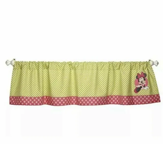 Disney Minnie Mouse Petal Perfect Window Valance Curtain Green Polka Dot NEW