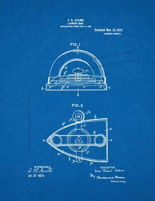 Laundry Iron Patent Print Blueprint