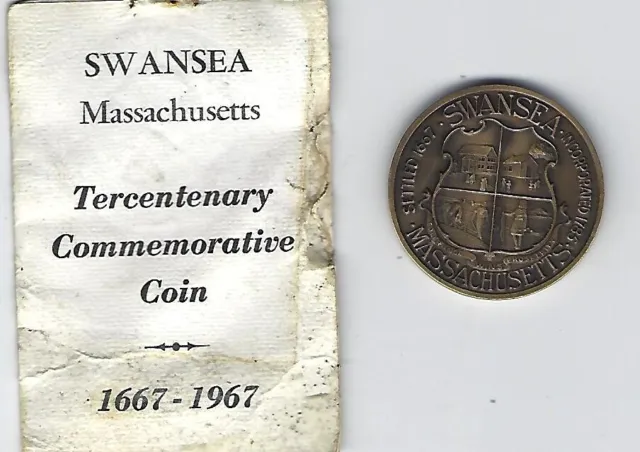 SWANSEA, Massachusetts 300th Bronze Tercentenary Commemorative Medal 1667-1967