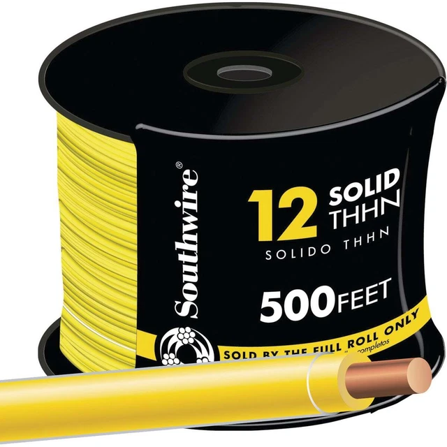 Southwire 500 Ft. 12 AWG Solid Yellow THHN Electrical Wire 11592358 Southwire