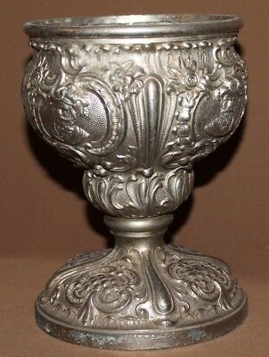 Antique Victorian ornate metal goblet chalice
