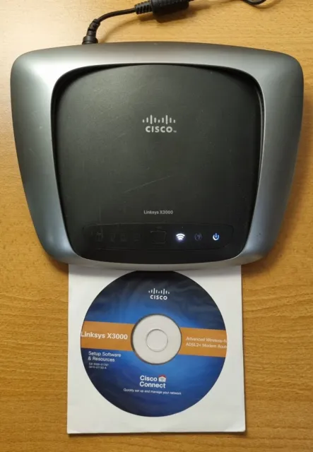 Modem Router Cisco Linksys X3000 Advanced ADSL+ CD Alimentatore