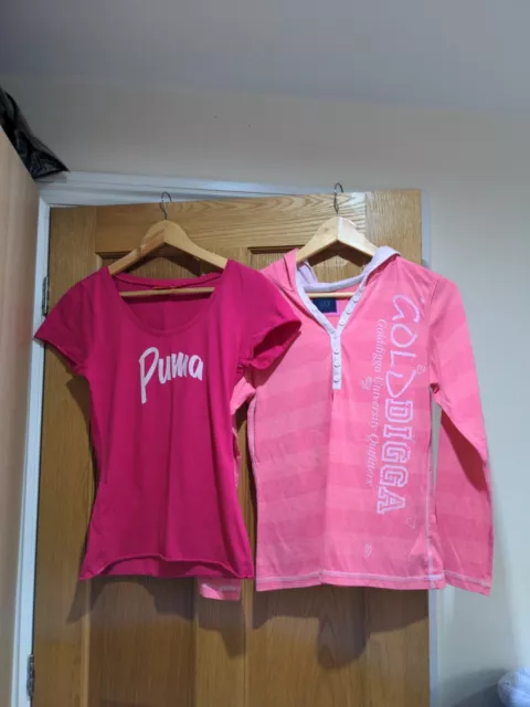 Bundle Girls Womens hoody top size 10-12 Golddigga pink Puma Job Lot 14.99p