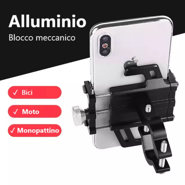 Supporto Bici Bike Moto Cnc Porta Telefono Per Cellulare Gps Smartphone Nero 3