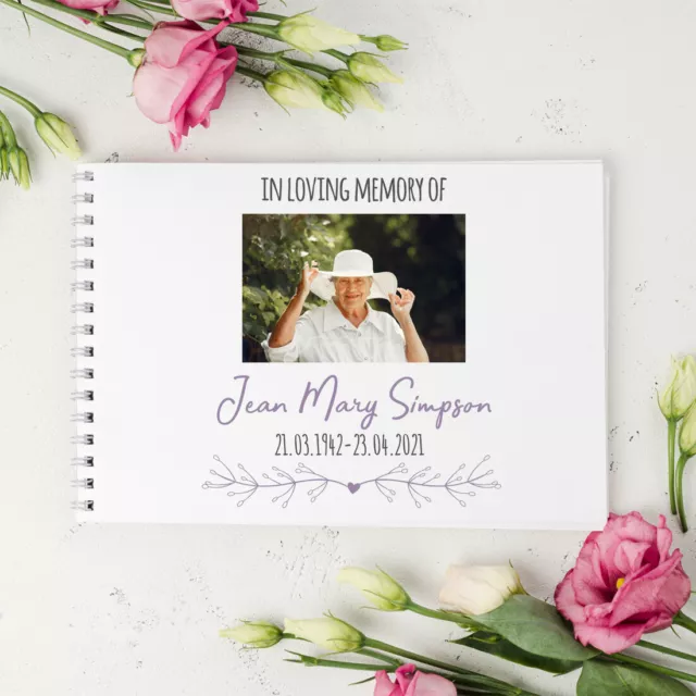 Personalised 'In Loving Memory' Photo Condolence Funeral Guest Book