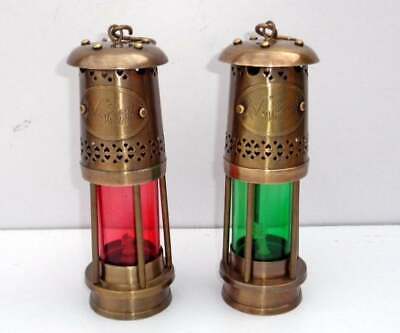 Antique Brass Vintage Style Nautical Minor Lantern Beautiful Oil Lamp Set Of 2