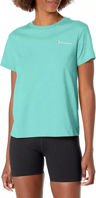 NEW Champion Womens T-Shirt Classic Cotton Crewneck Jersey Sea Green Size XS