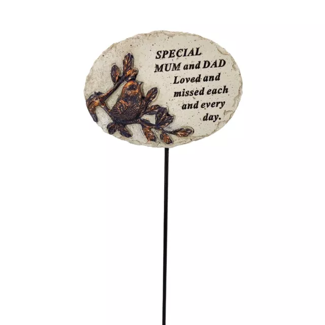 Special Mum and Dad Loved Missed Robin Bird Memorial Tribute Stick Graveside Pla