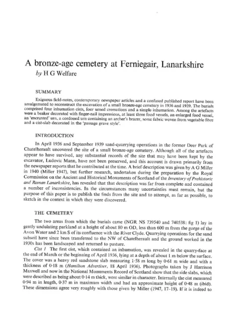 A Bronze-age cemetery at Ferniegair, Lanarkshire, Scotland