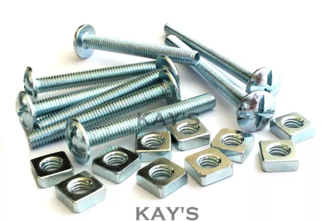 Roofing Bolts With Square Nuts Cross Slotted Dome Head Screws Zinc M5,M6,M8,M10