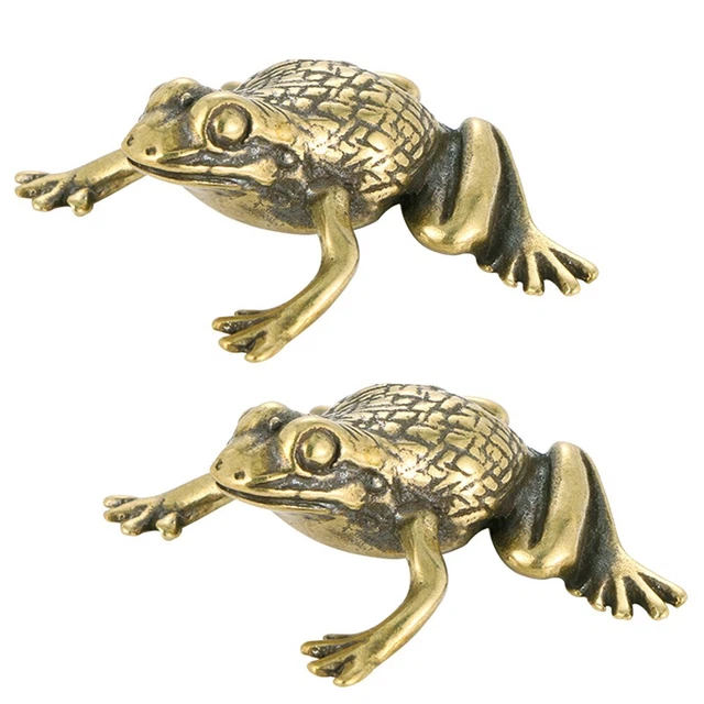 Retro Brass Frogs Statue Brass Craft Figurine Golden Toad Figurine Statue Decor