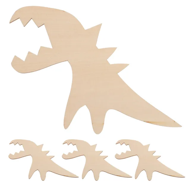 4 piezas Madera Dinosaurios Artesanía Madera Sin Acabar Decoración Dinosaurios Hágalo usted mismo Artesanía