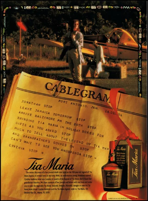 1990 woman air[lane pilot Tia Maria liqueur bottle vintage photo Print Ad ads36