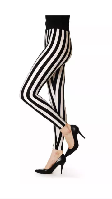 WOMEN'S VERTICAL STRIPE Leggings Blue & White High Waist Dailywear Lines  Pant £10.96 - PicClick UK