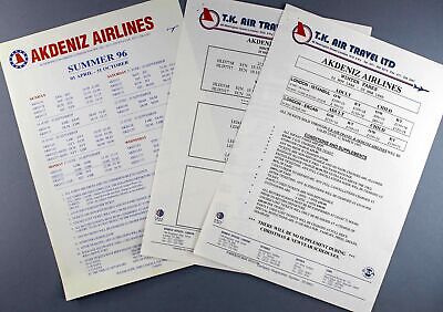 Akdeniz Airlines Airline Timetables X 2 - 1994/95 1996 Turkey