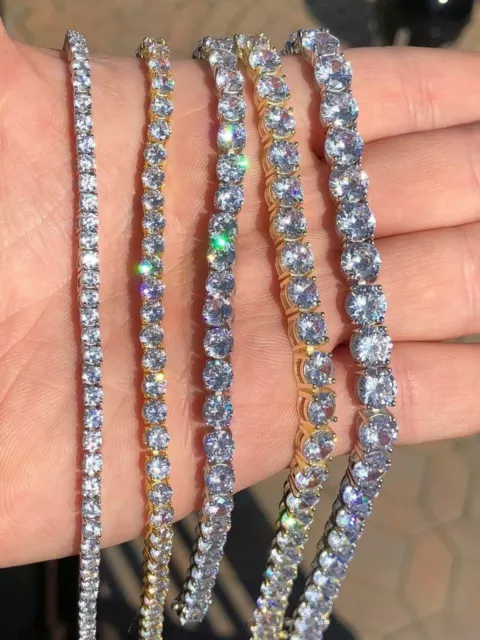 Pulsera De TENIS Plata De Ley 925 SÓLIDA Con Diamantes Simulados HECHO EN ITALIA 2