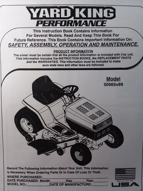 YARD KING PERFORMANCE Murray Hydro 20hp Lawn Mower Owner Parts