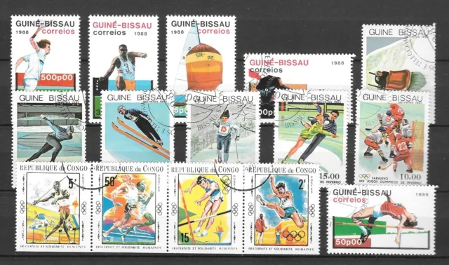 Lot Briefmarken, Afrika, Kongo Guinea-Bissau Motive Sport Olympiade,  gestempelt