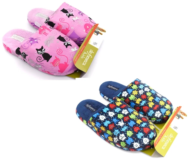 DE FONSECA U516 Rosa Blu Ciabatte Pantofole Panno Invernali Bambino Bambina