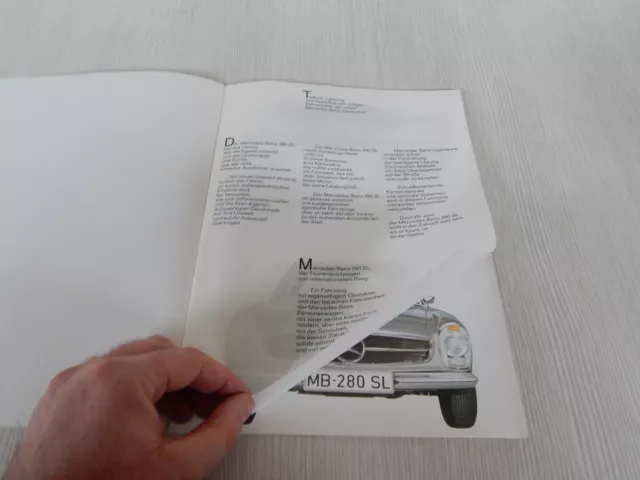 Depliant Brochure Originale Mercedes 280 Sl + Inserto In Tedesco Prospekt 2