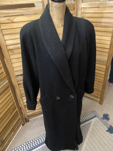 DONNYBROOK LONG l Double Breasted Coat Overcoat 100% Wool Women's Size 8P Black