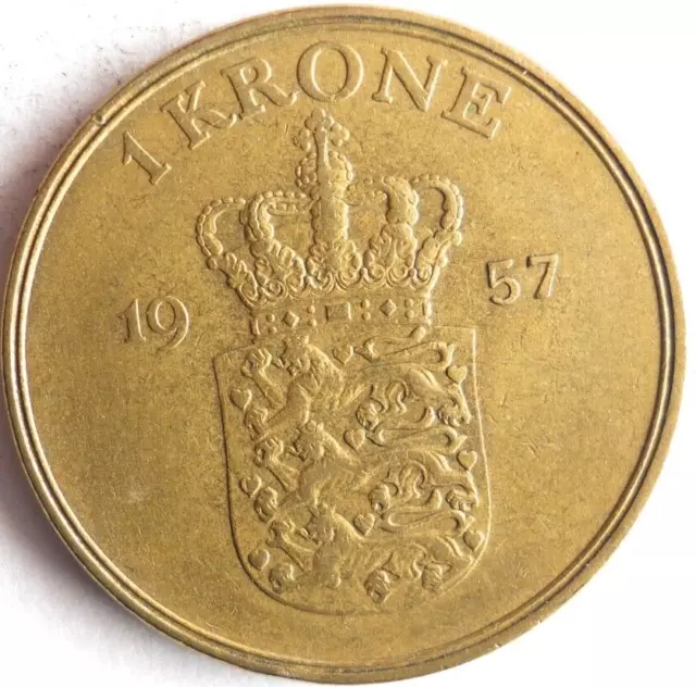 1957 DENMARK KRONE - High Quality Coin - FREE SHIP - Vintage Bin #5