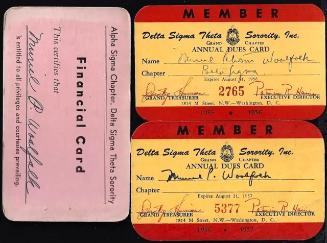 1950s~Black Sorority~Delta Sigma Theta~Vintage ID'd Member Cards~Howard Univ.