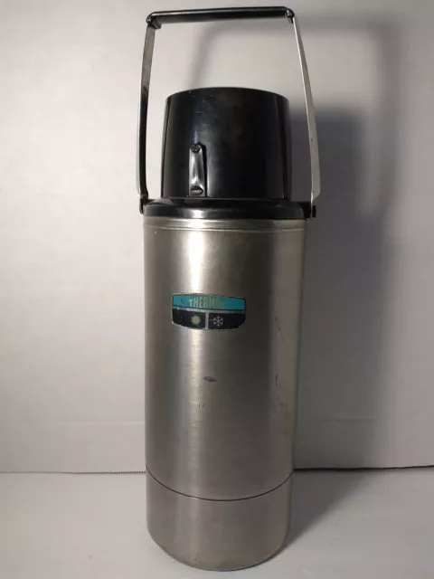 Vintage Thermos 2 Quart Stainless Steel Vacuum Bottle Model 2466 64oz King Seely