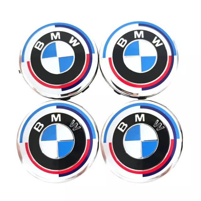 4X56mm BMW 50 Jahre M Embleme Nabenkappen Nabendeckel Felgendeckel Nabenabdecku