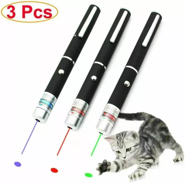 3tlg Laserpointer Beam Rot Grün Lila Stark Strahl Katze Hund Spielzeug Stift DE