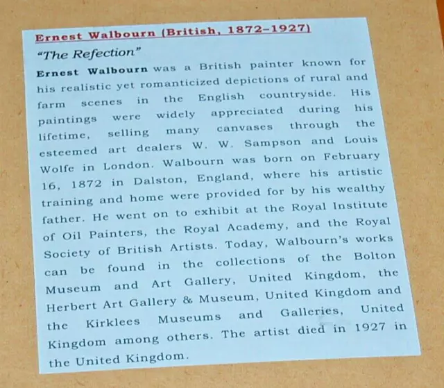 Vintage English oak frame, slip & lithograph - Ernest Walbourn "The Reflection". 3