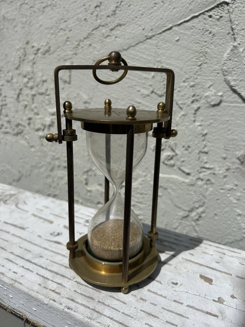 ANTIQUE ASH & SON MAKERS BRASS MARITIME SHIP hourglass Sand Timer