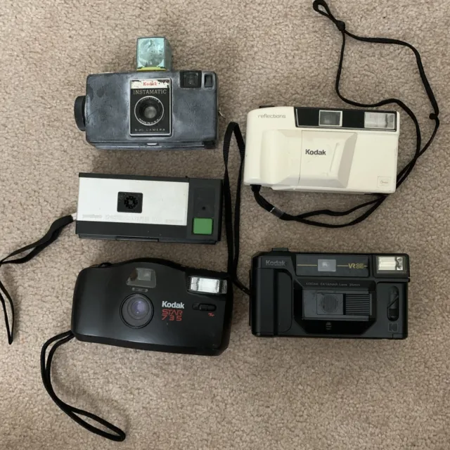 Lote de 5 cámaras fotográficas Kodak Instamatic sin probar retro hipster