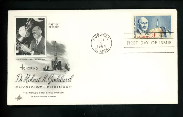 US FDC #C69 Artcraft M-3 1964 Roswell NM Robert Goddard Space MC