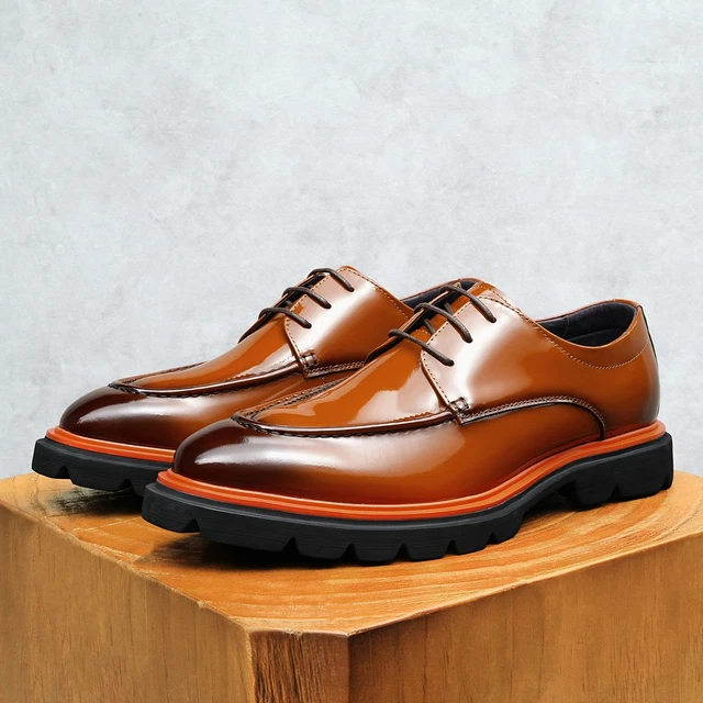 Ecco Men\'s Dress Shoes Apron Toe Tie Brown Leather Lace Up EU44 US10.5/11 Dress Shoes, Men main image 2