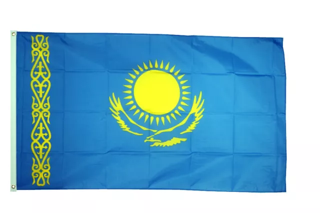 Kazakhstan Large Flag 5 x 3 FT - 100% Polyester With Eyelets - Asia
