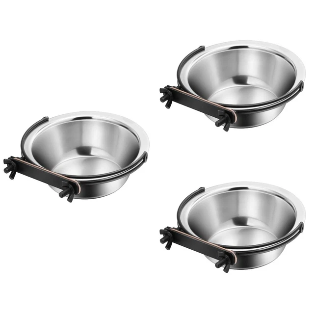 3 Count Birds Feeder Cockatiel Stainless Steel Parrot Small Animals Dog Bowl