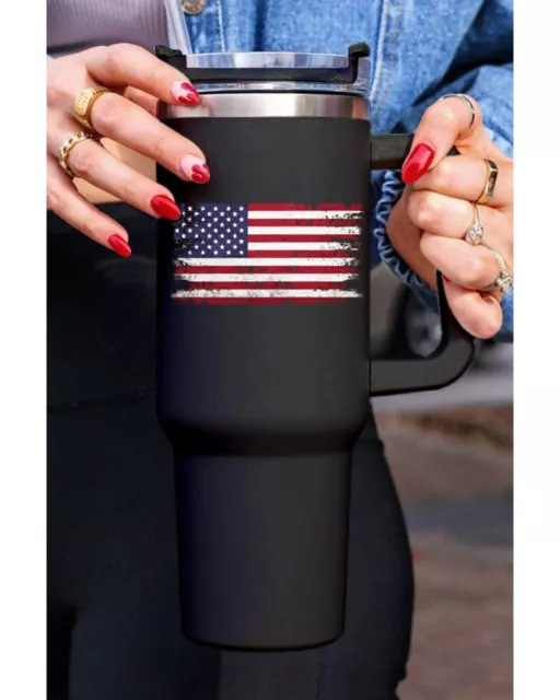 Azura Exchange  American Flag Print Straw Handle Insulate Cup 40oz  -  Glasses