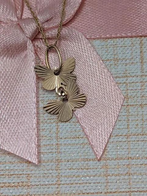 585 14k Yellow & rose gold butterfly pendant and chain
