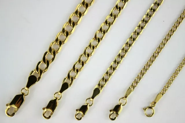 10K Yellow Gold Curb Cuban Chain Link Pendant Necklace Bracelet 2mm ~ 7mm 7"~30"