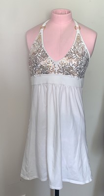 Victoria's Secret Womens Bra Tops Halter Dress White With Gold Sequins Medium M