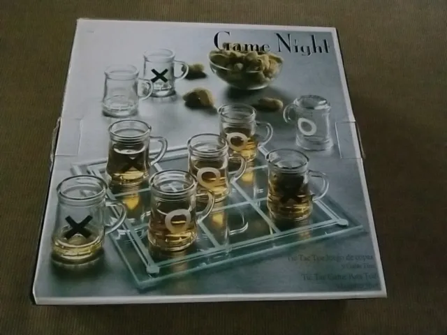 Game Night tic tac toe shot glass drinking game. New, Unused.