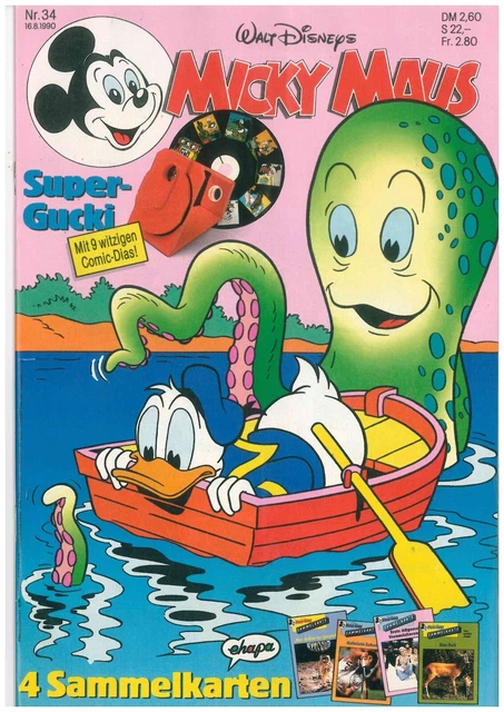 Micky Maus Heft Nr.34-1990 mit allen Festen Beilagen ungelesen Z 0-1/1-(M80